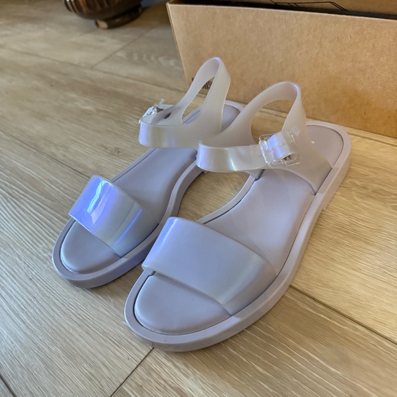 Melissa Sandals lilac pearl blue Purple iridescent shoes strappy y2k sz 7 - Picture 4 of 12